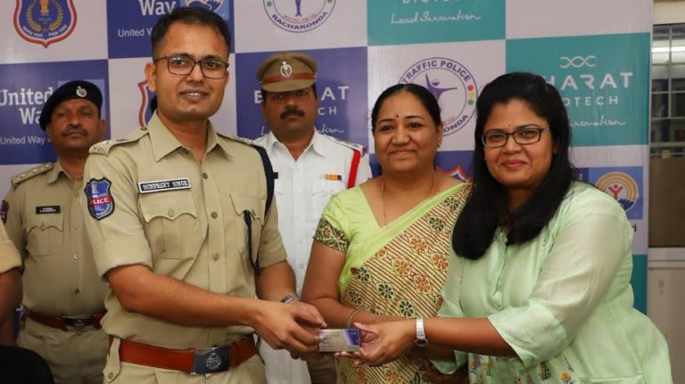 bharat biotech and united way hyderabad support police typhoid vaccine drive